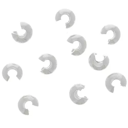 2mm crimp Bead covers - Fine silver plating x25