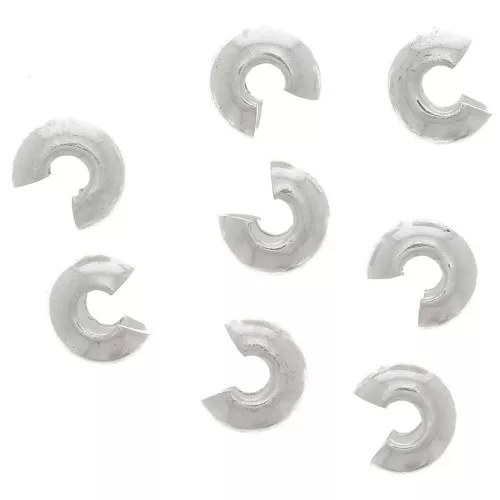 3mm Crimp beads covers - Fine Silver Plated x25