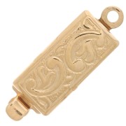 18x6mm Rectangle clip clasp - arabesque pattern - Gold Tone x1