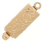 18x6mm Rectangle clip clasp - arabesque pattern - Gold Tone x1