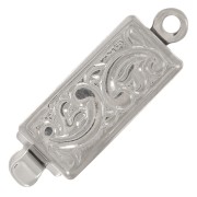 Rectangle clip clasp 18x6 mm - arabesque pattern - Rhodium x1|raw }}