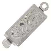 18x6 mm Rectangular Clip Clasp - Arabesque Pattern - White Bronze x1