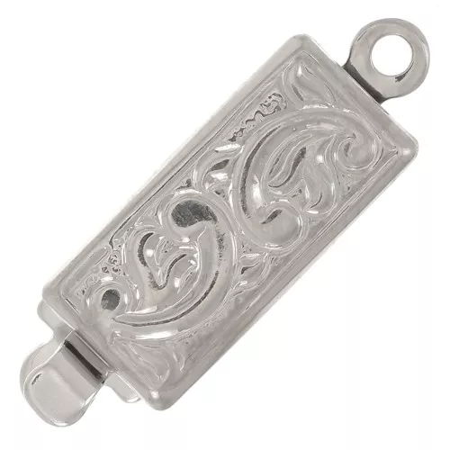 18x6 mm Rectangular Clip Clasp - Arabesque Pattern - White Bronze x1