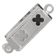 18x6 mm Rectangular Clip Clasp - Arabesque Pattern - White Bronze x1