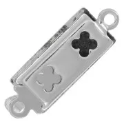 Rectangle clip clasp 18x6 mm - arabesque pattern - Rhodium x1