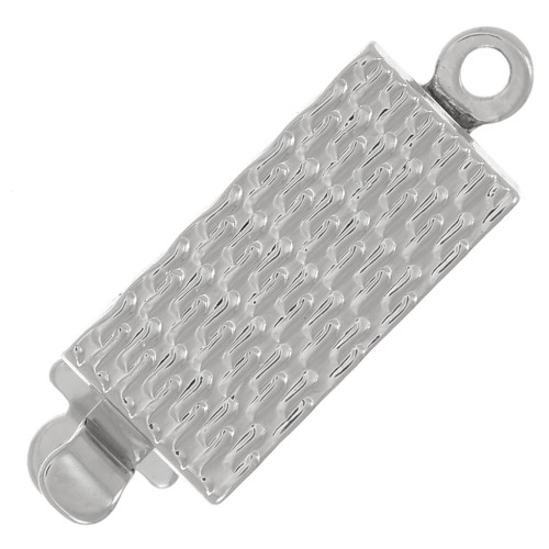18x6mm Textured Rectangle Clasp - Rhodié x1