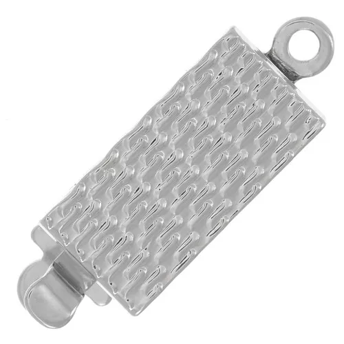 18x6mm Textured Rectangle Clasp - Rhodié x1
