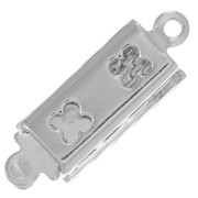 18x6mm Textured Rectangle Clasp - Rhodié x1