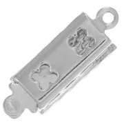 18x6mm Textured Rectangle Clasp - Rhodié x1