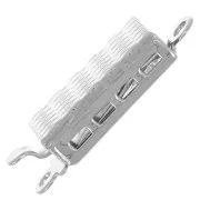18x6mm Textured Rectangle Clasp - Rhodié x1
