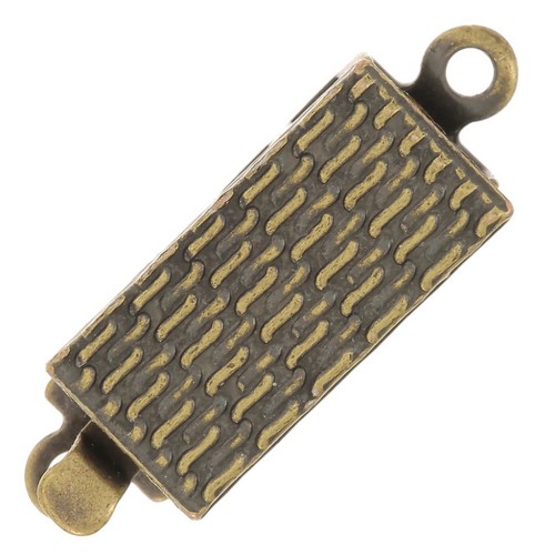 18x6mm Textured Rectangle Clasp - Bronze x1