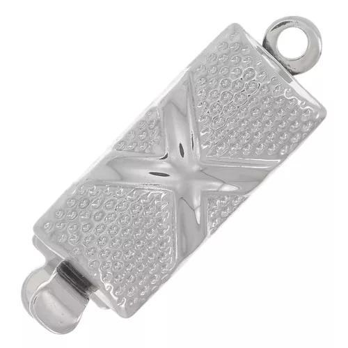 18x6mm Rectangle Clasp - Rhodium Plated x1