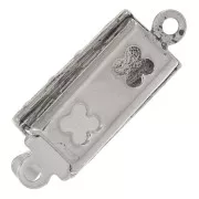 18x6.5mm Rectangle worked clasp to clip - with small balls - Antique Silver x1