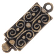 18x6.5mm Rectangle worked clasp to clip - with small balls - Bronze x1