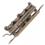 18x6.5mm Rectangle worked clasp to clip - with small balls - Bronze x1