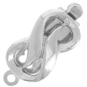 Rectangle clip clasp 18x8 mm - infinity pattern - White Bronze x1