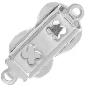 Rectangle clip clasp 18x8 mm - infinity pattern - White Bronze x1