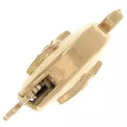 18x12mm Round clip clasp with stripes and rhinestones - rhombus - Gold tone x1