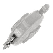 18x12mm Round clip clasp with stripes and rhinestones - rhombus - Rhodium x1