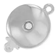 17.5x12mm Round rhinestone clip clasp - Rhodium - Crystal x1