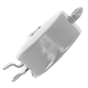 17.5x12mm Round rhinestone clip clasp - Rhodium - Crystal x1