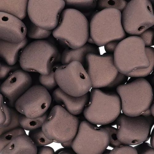 7.5x7.5mm 2-hole Ginko Duo Czech Glass Beads - Dark Bronze Mat x10g