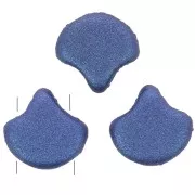 7.5x7.5mm 2-hole Ginko Duo Czech Glass Beads - Metallic Suede Blue x10g