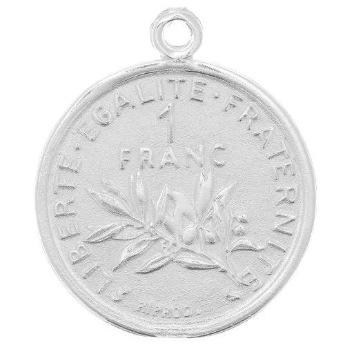 16mm 925 Sterling Silver Coin Charm - 1 Franc x1