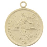 16mm 925 Sterling Silver Coin Charm - 1 Franc - Gold x1