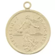 16mm 925 Sterling Silver Coin Charm - 1 Franc - Gold x1