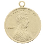 16mm 925 Sterling Silver Coin Charm - 1 Cent - Gold x1|raw }}