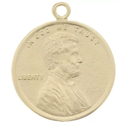 16mm 925 Sterling Silver Coin Charm - 1 Cent - Gold x1