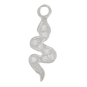 15x5mm 925 Sterling Silver Snake charm with zirconium oxide - Crystal x1