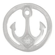 10mm 925 Sterling Silver Round charm anchor motif with zirconium oxide - Crystal x1|raw }}