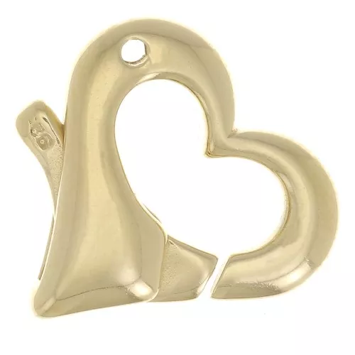 14mm 925 Sterling Silver Heart Clasp - Fine Gold Plated x1
