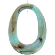 44x33mm Opaque resin oval pendant - Marbled Turquoise x1