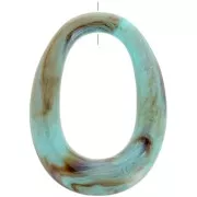 44x33mm Opaque resin oval pendant - Marbled Turquoise x1