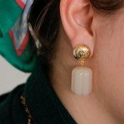 Bead tube 25x18 mm in opaque resin - Beige x1