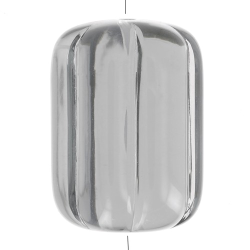 Striated tube bead 25x18 mm in transparent resin - Dark grey x1