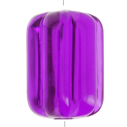 25x18mm Transparent resin striated tube bead - Purple x1