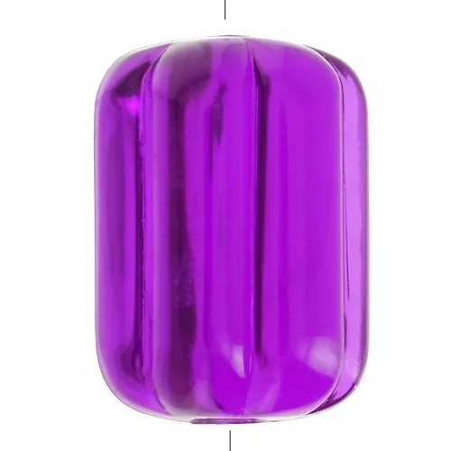 Striated tube bead 25x18 mm in transparent resin - Violet x1
