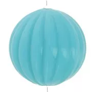 14mm Opaque resin striated round bead - Turquoise x1