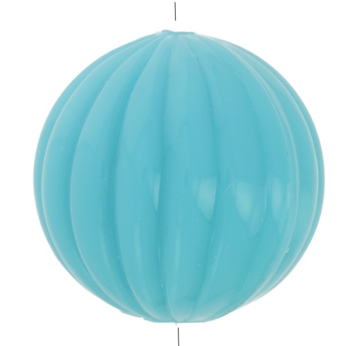 14mm Opaque resin striated round bead - Turquoise x1