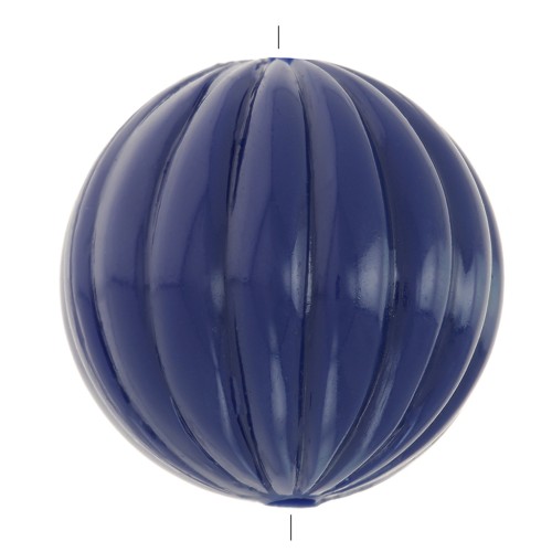 14mm Opaque resin striated round bead - Dark Blue x1