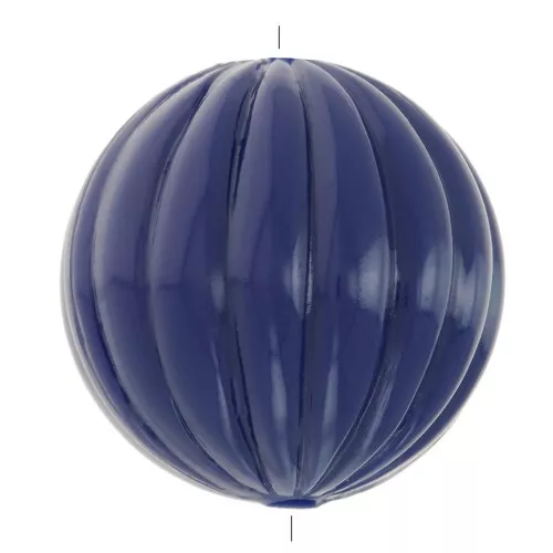 14mm Opaque resin striated round bead - Dark Blue x1