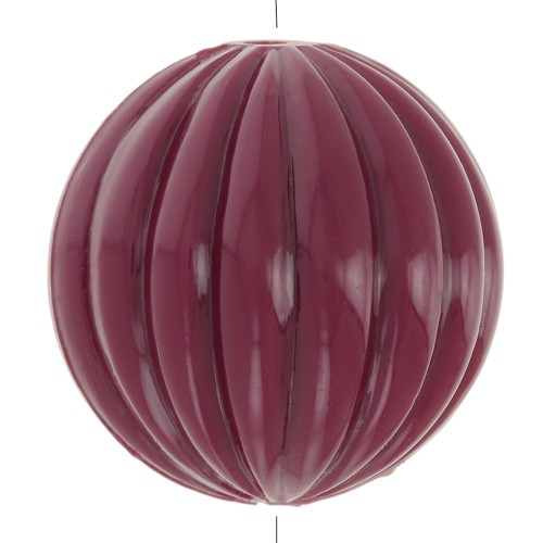 16mm Opaque resin striated round bead - Bordeaux x1