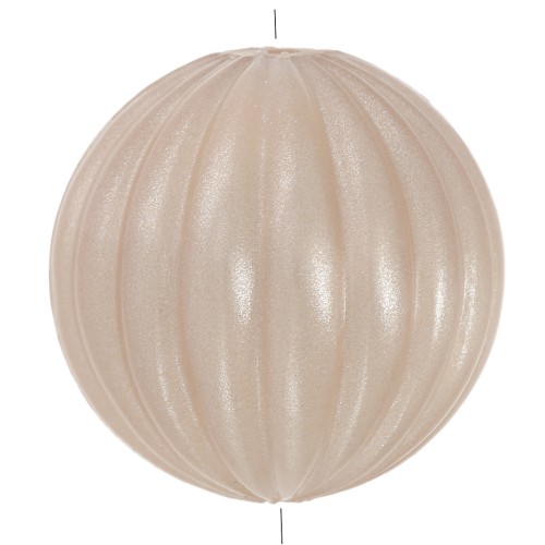 16mm Opaque resin striated round bead - Pearly Beige x1