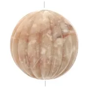 16mm Opaque resin striated round bead - Beige Marbled x1