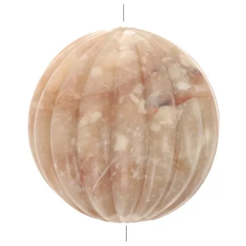 16mm Opaque resin striated round bead - Beige Marbled x1