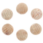16mm Opaque resin striated round bead - Beige Marbled x1